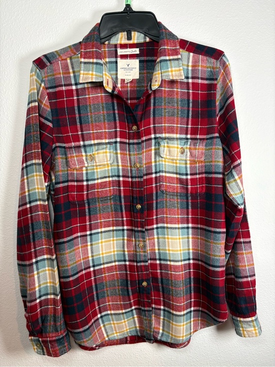 American Eagle Outfitters Other - American Eagle Outfitters Red, Yellow & Blue Plaid Button-Down Shirt